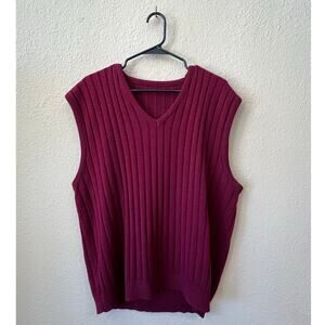 Vintage red  cozy mens sweater vest size L